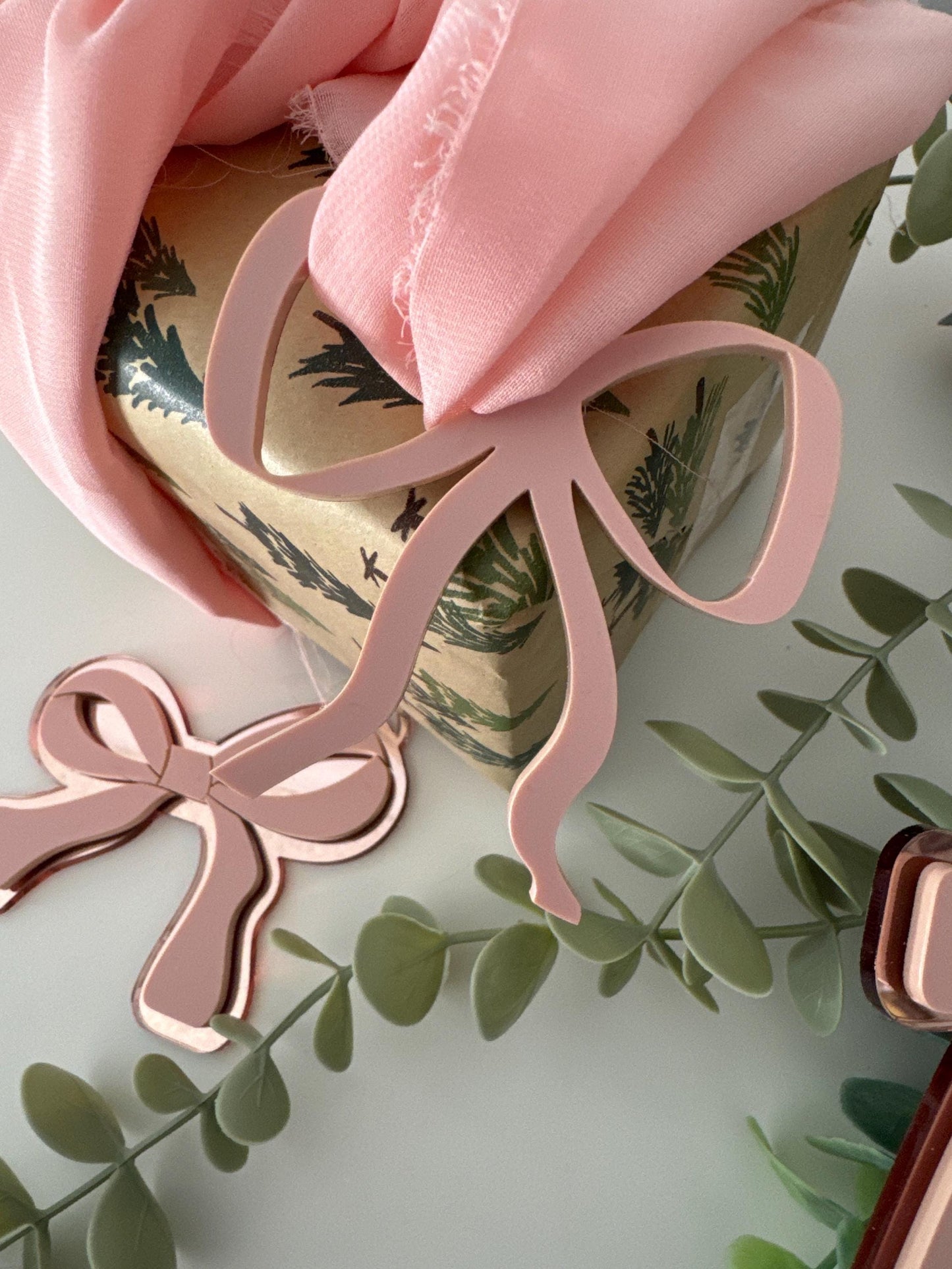 dainty bow coquette laser cut digital design, feminine ribbon bow, modern bow ornament svg file, very cutesy demure trending bow 2024
