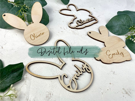 Easter Bunny SVG file, digital file, laser cut design, easter rabbit, gift tags, easter basket svg, easter decoration, lunar new year 2024