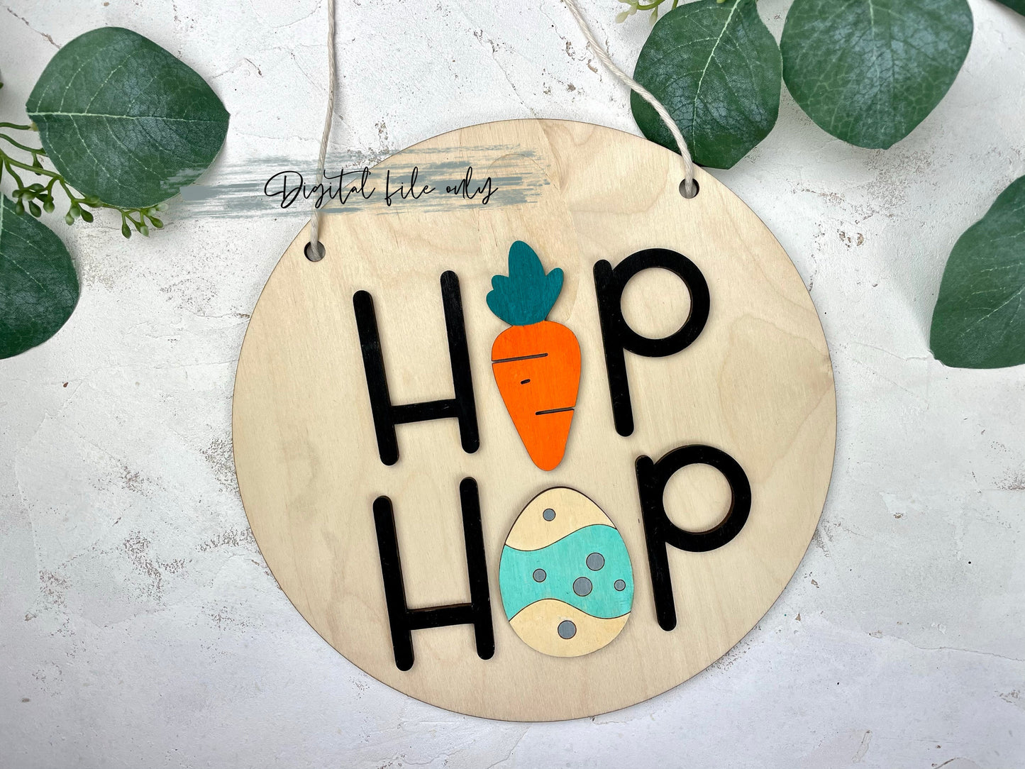 Easter DIY SVG file, digital file, laser cut design, easter bunny svg, hip hop, door hanger kit, wall art kit, easter craft kit for kids