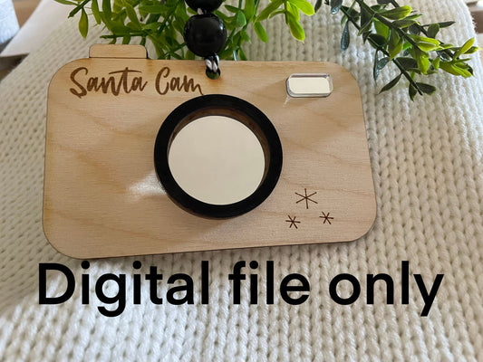 santa cam svg file, christmas ornament digital file, laser ready holiday idea, elf camera, santa camera ornament, 2024 ornament svg file