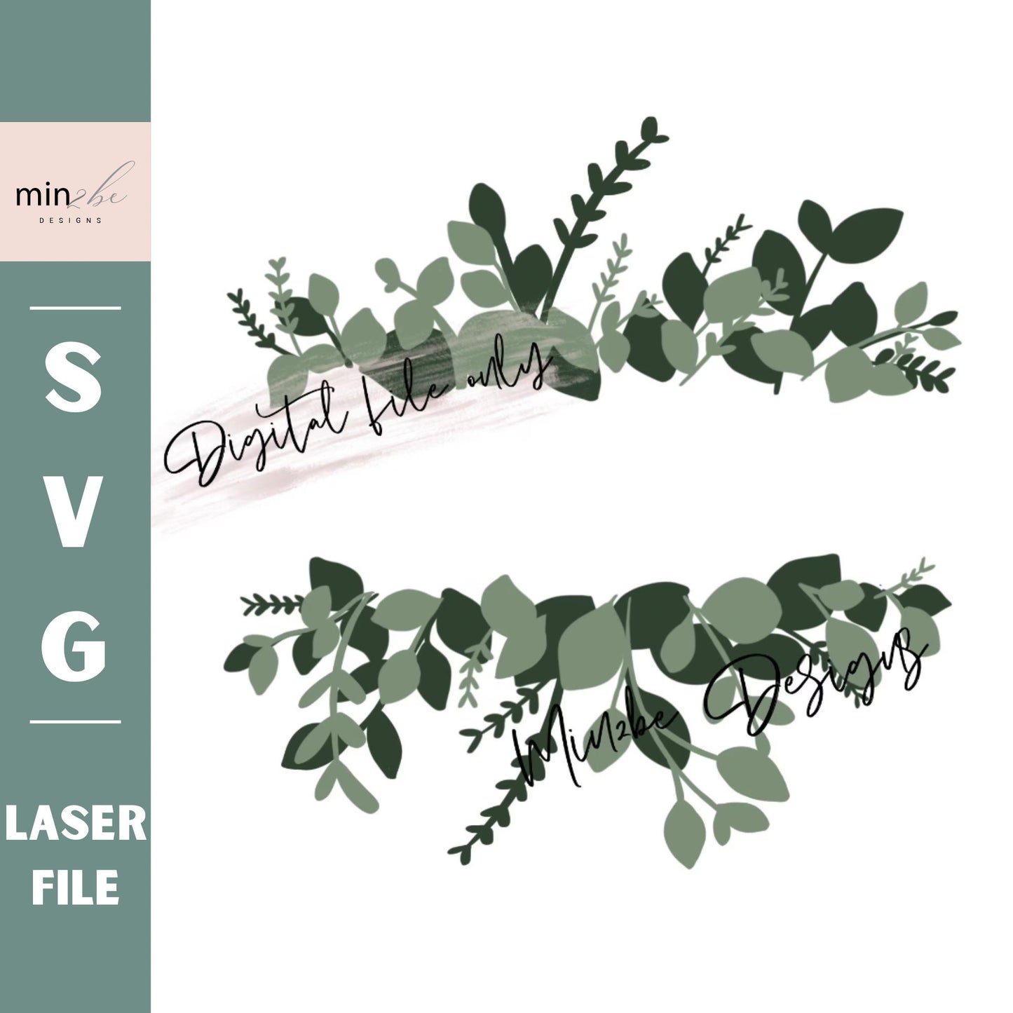 floral backing design, layered leaf svg, minimalist nursery idea, digital laser cut file, vector cut, laser cut sign, boho look, laser ready