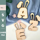 easter basket name tag, bunny rabbit ear letter font, digital laser cut file, vector cut, laser cut sign, boho look, laser ready
