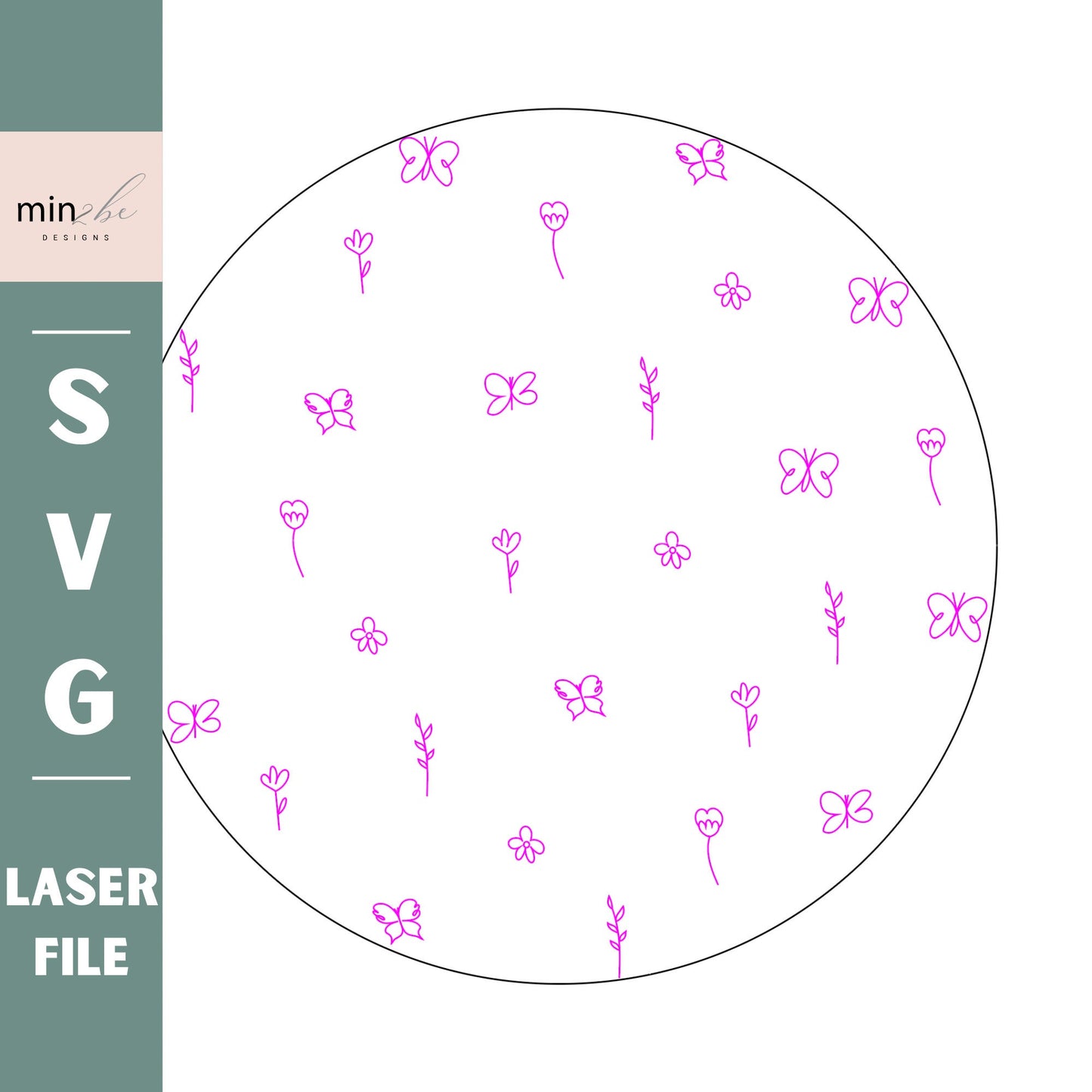 Butterfly svg, laser score pattern, single line laser ready digital file, butterflies and flowers spring name backer, floral pattern