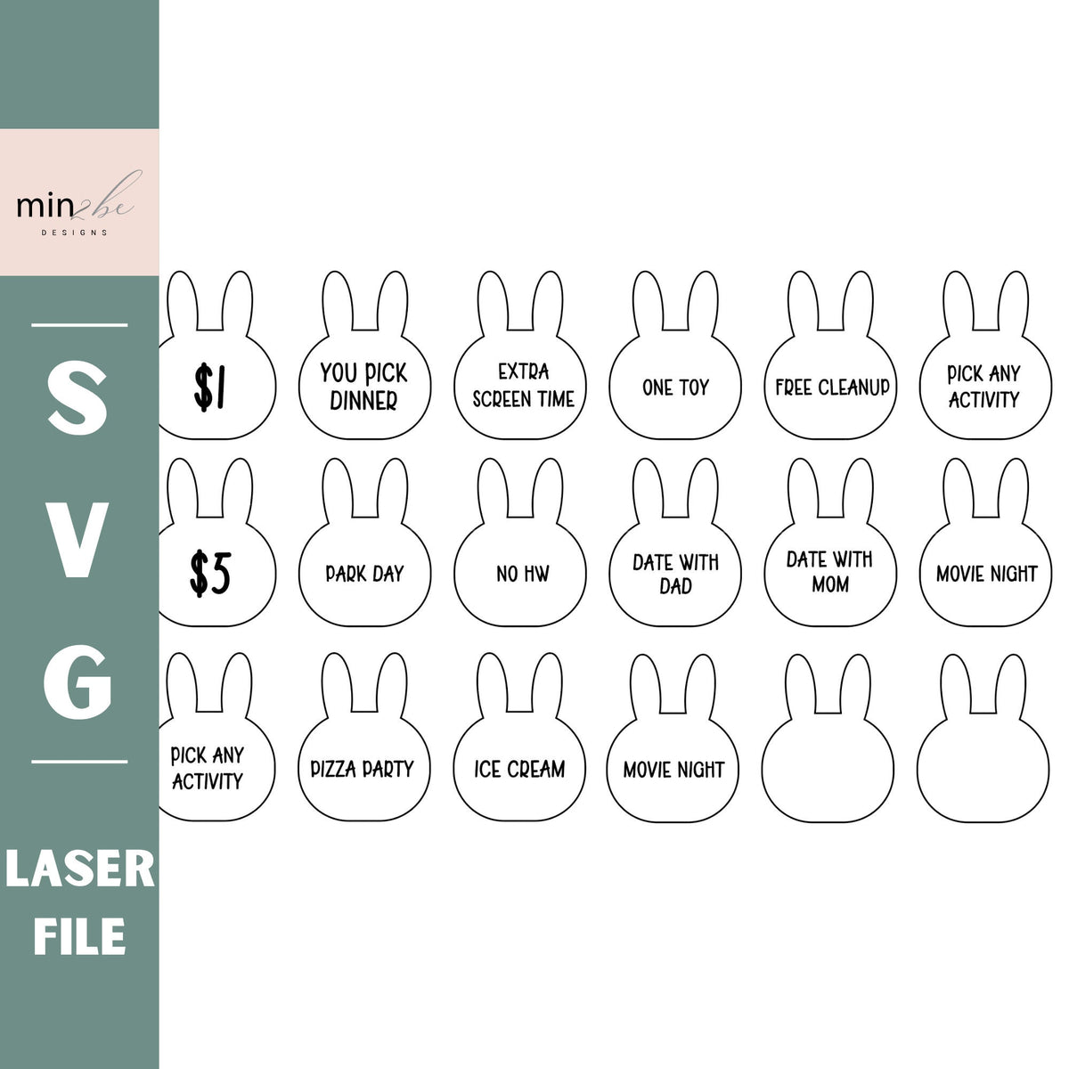 Magic Rabbit Token Svg File Easter Basket tokens file, digital laser cut file, Rabbit Ears svg vec ...