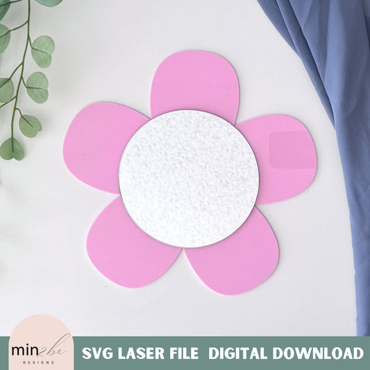 Modern Boho flower mirror file design, Flower mirror svg template, floral backing wall art decor for the modern girl tested on a glowforge