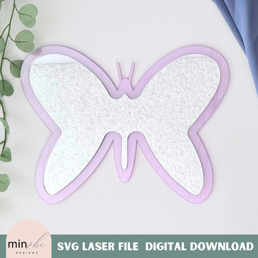 Boho Butterfly Mirror SVG Template, Modern Bohemian Butterfly Mirror Template, Elegant Butterfly whimsical, chic modern design wall art