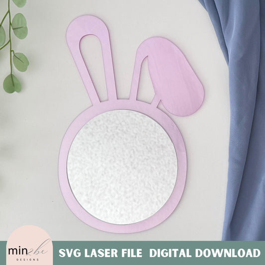 Boho Bunny Mirror SVG Template, Modern Bohemian Rabbit Mirror Template, Elegant forest animal whimsical, chic modern design wall art