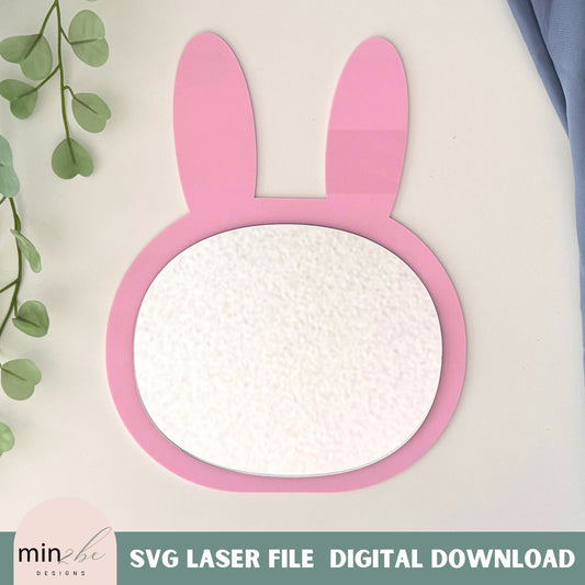 Boho Rabbit Mirror SVG Template, Modern Bohemian Rabbit Mirror Template, Elegant forest animal whimsical, chic modern design wall art