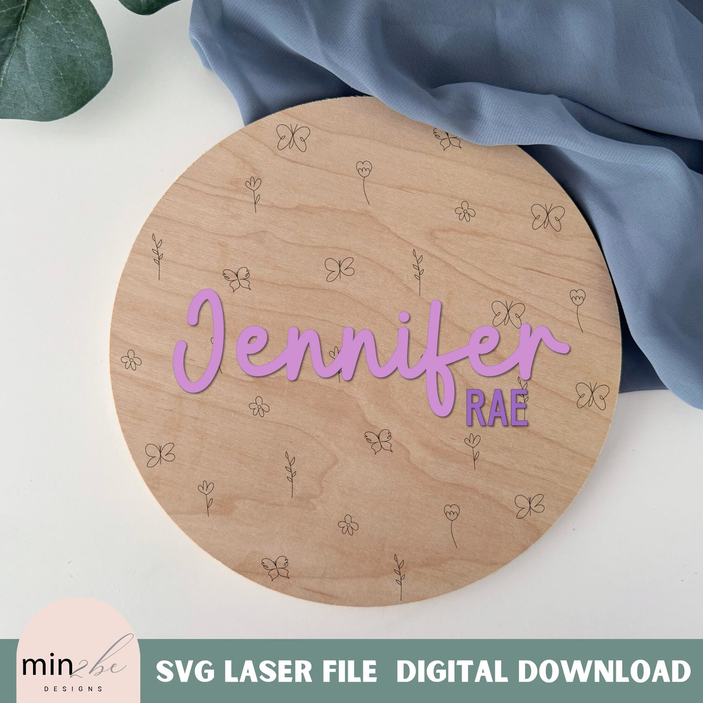 Butterfly svg, laser score pattern, single line laser ready digital file, butterflies and flowers spring name backer, floral pattern