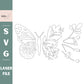Butterfly laser cut svg pattern, laser ready digital file, butterfly and leaves spring name backer, floral pattern design, modern butterfly