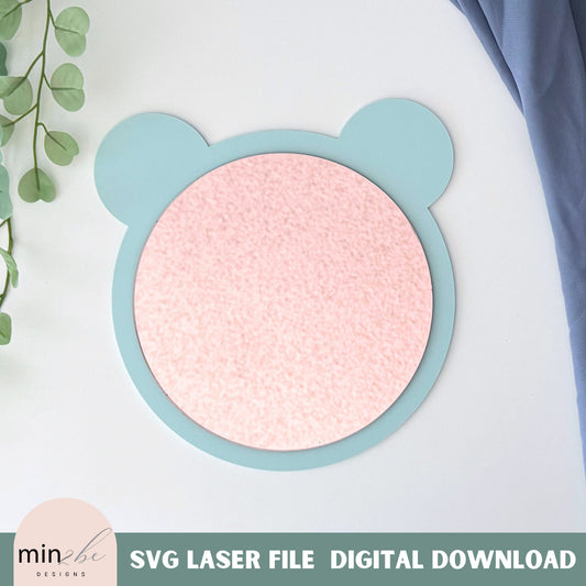 Boho Bear Mirror SVG Template, Modern Bohemian bear Mirror Template, Elegant forest whimsical, chic modern design wall art