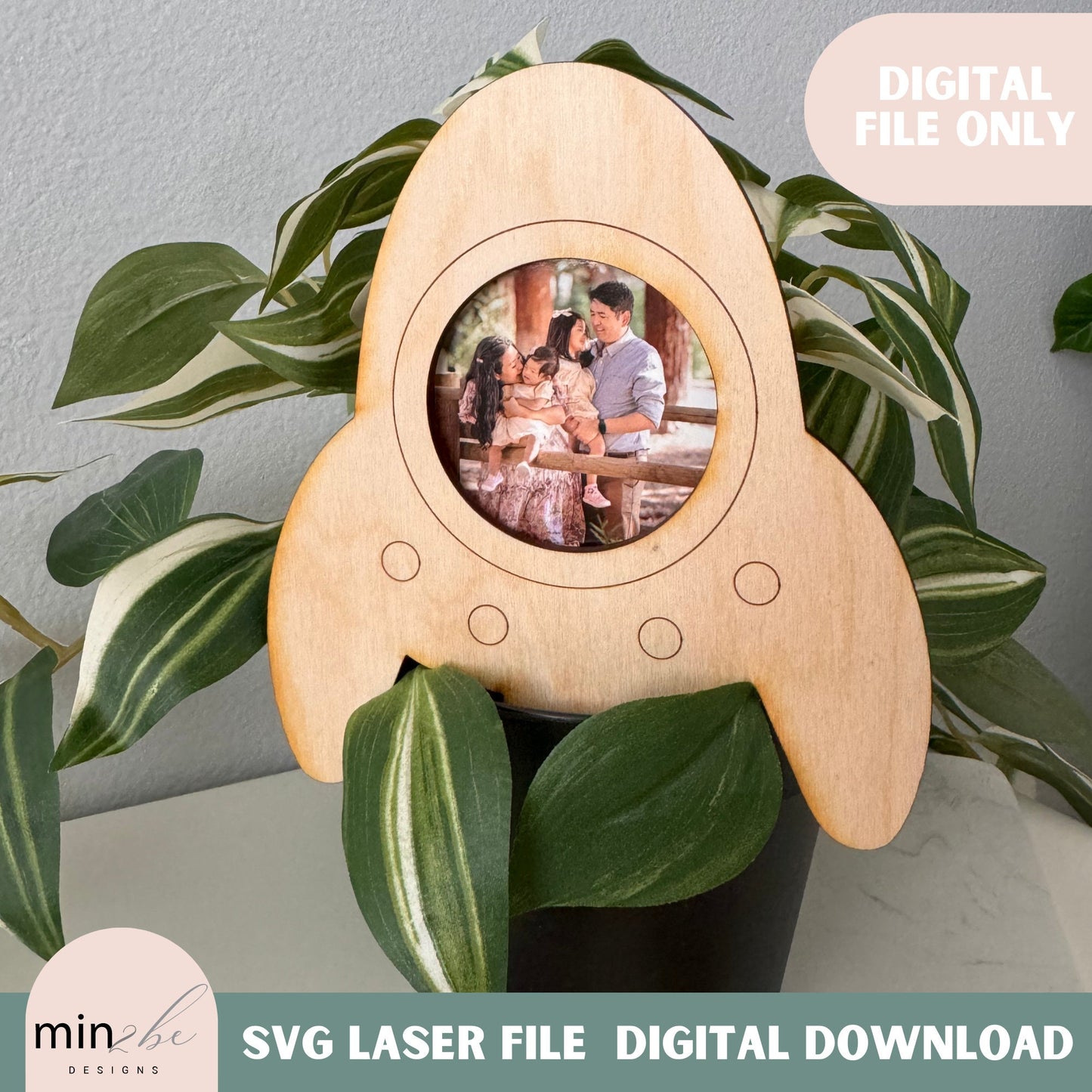 SVG Plant stake rocket digital file, picture frame mothers day laser ready modern photo frame laser file, Space theme plant sign, father day