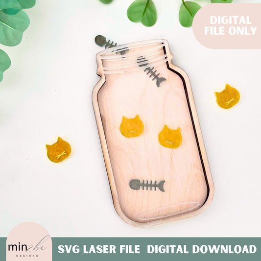 Reward Jar digital template, Kitty cat token for kids classroom digital laser cut file, vector cut, laser cut sign, boho look, laser ready