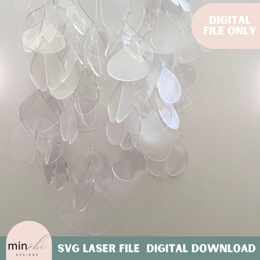 Modern mobile flower petals svg pattern laser ready digital file acrylic sun catcher template spring floral wall hanging art, wall art decor