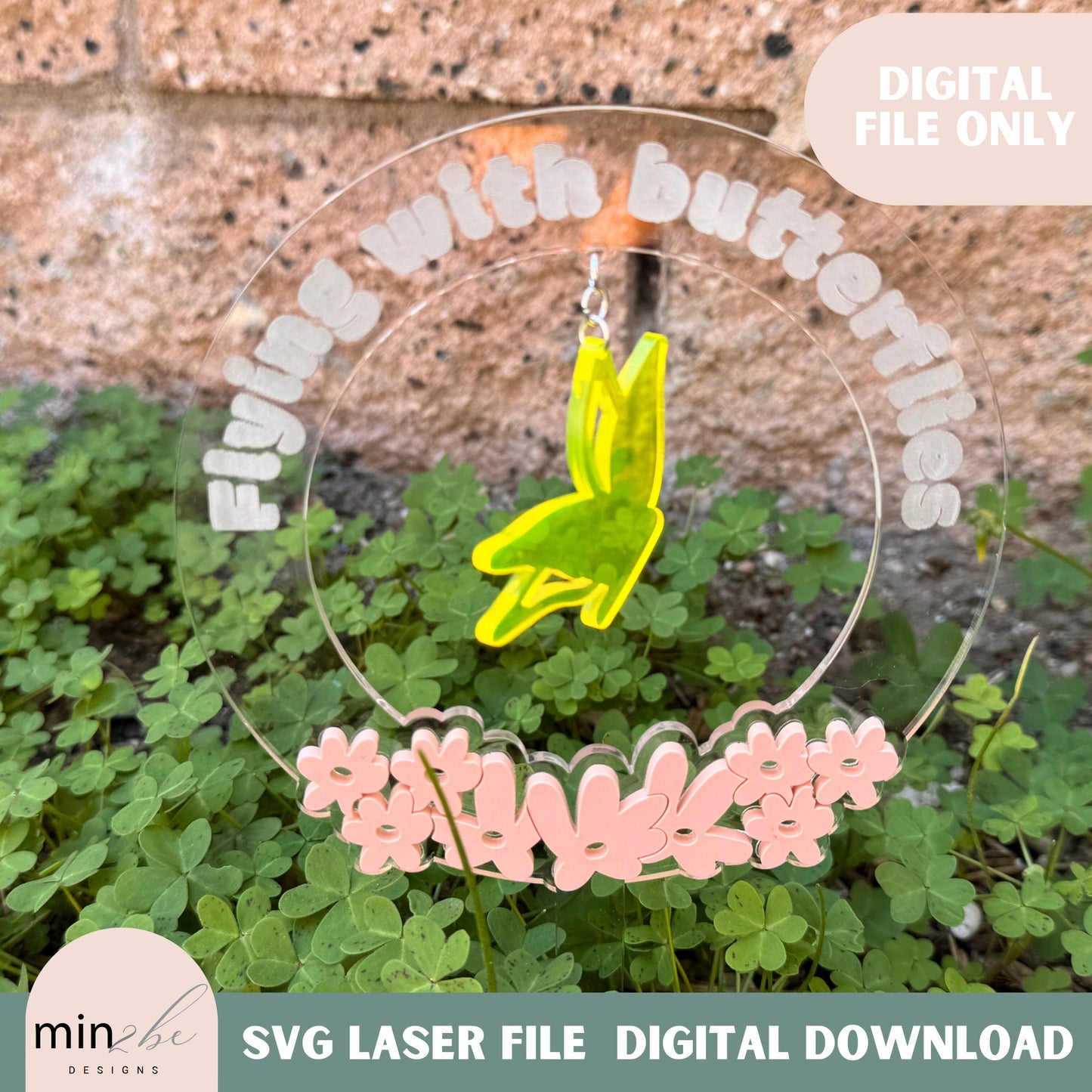 Butterfly Plant Stake SVG Modern Laser Cut File, Digital Plant Marker, Flying Butterfly Garden Decor for Glowforge, Plant lover gift idea