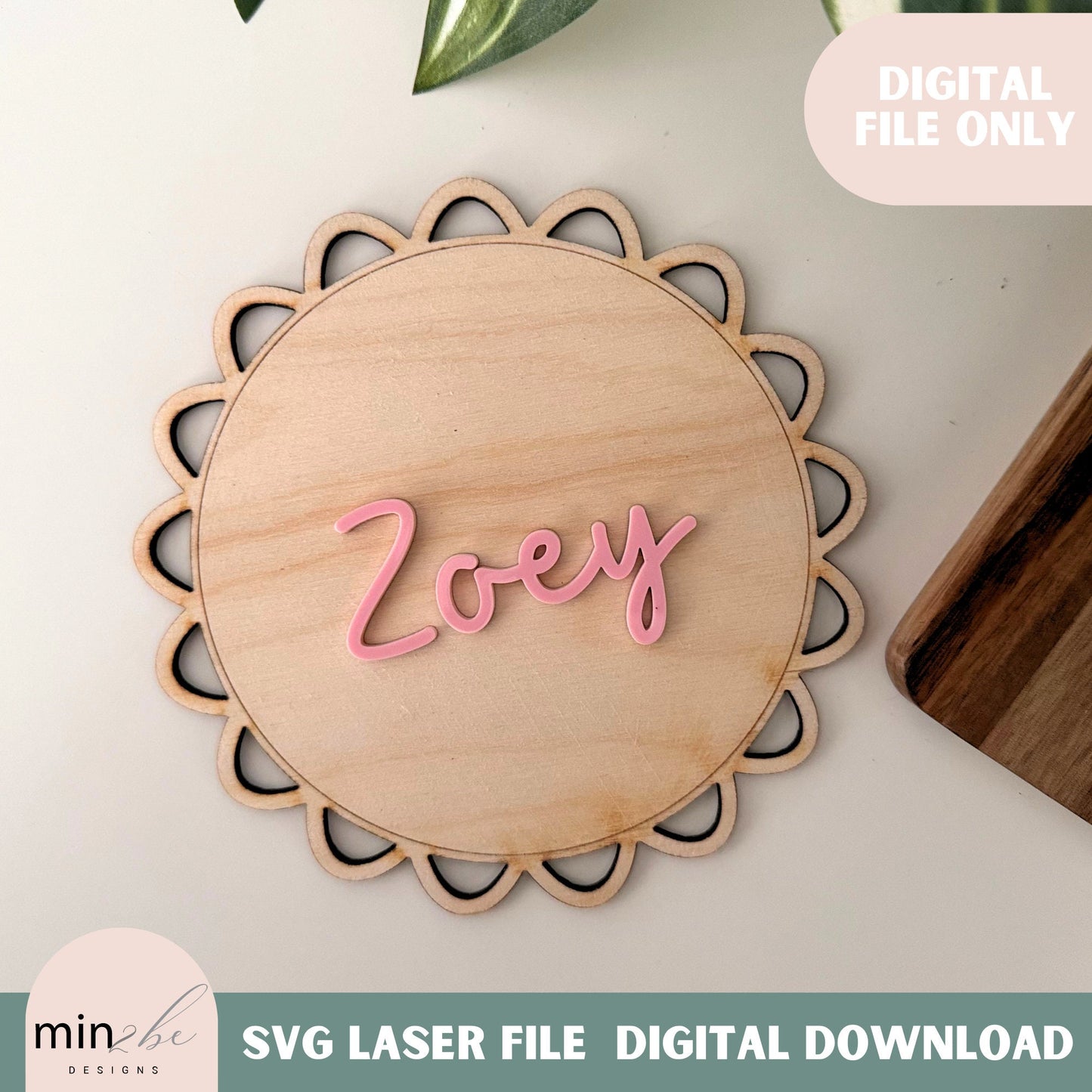 Score and Cut pattern backdrop digital template, scallop shaped baby milestone svg file, laser cut and score backer, modern bow laser file