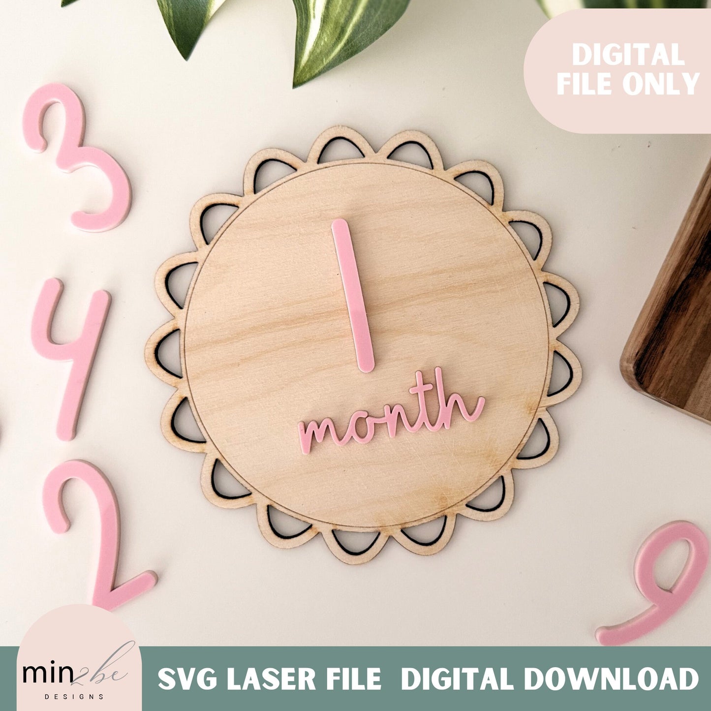 Score and Cut pattern backdrop digital template, scallop shaped baby milestone svg file, laser cut and score backer, modern bow laser file