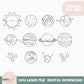 Planets stars sun svg laser design, Single line score drawing cute planet themed digital design