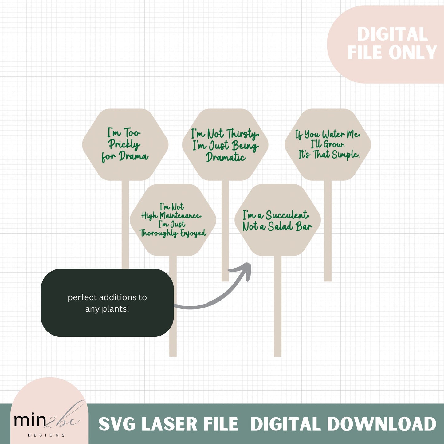Witty plant stakes for gifts digital svg file, laser engraved whimsy plant phrases, funny plant market, engrave and cut designs