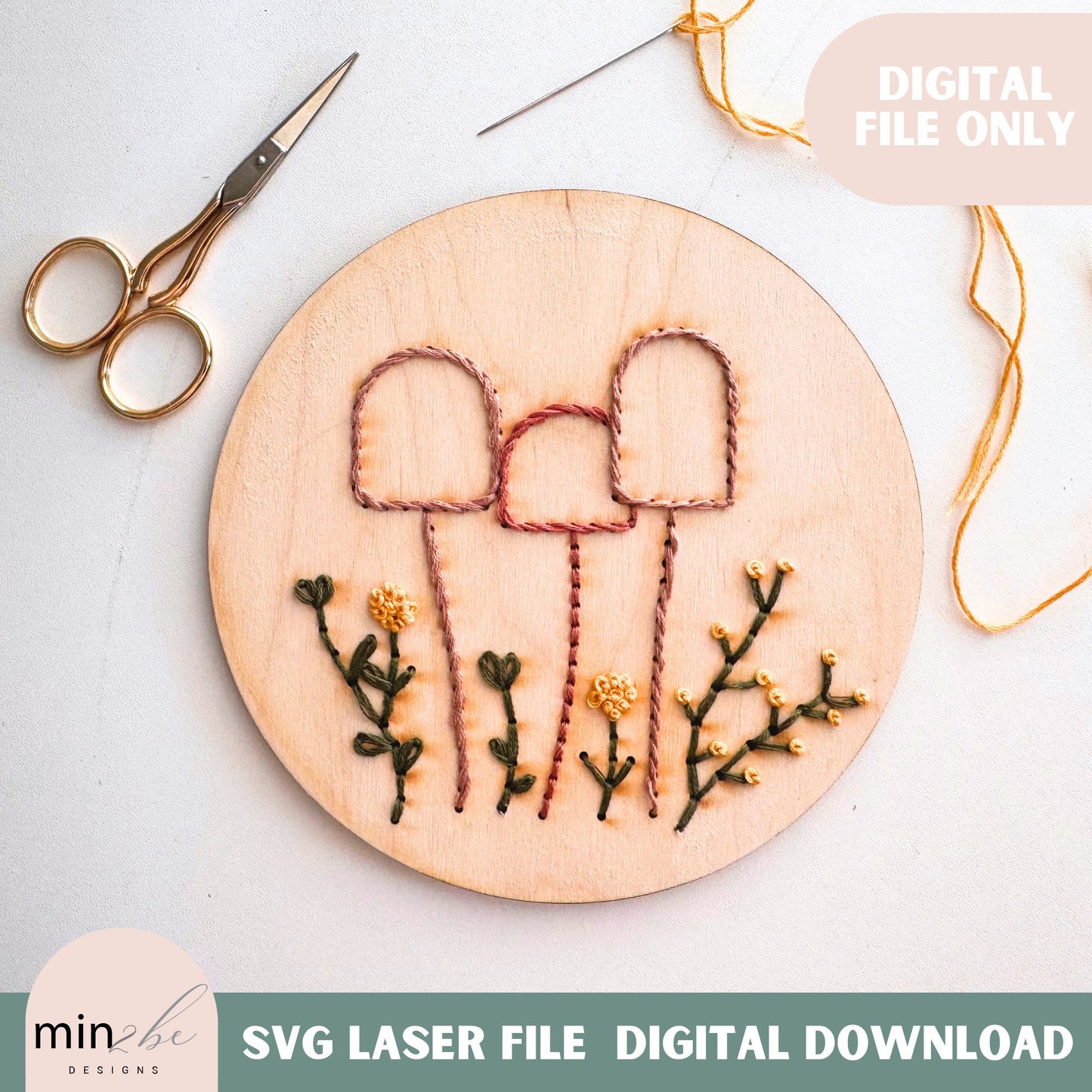 Embroidery Mushroom wildflower svg