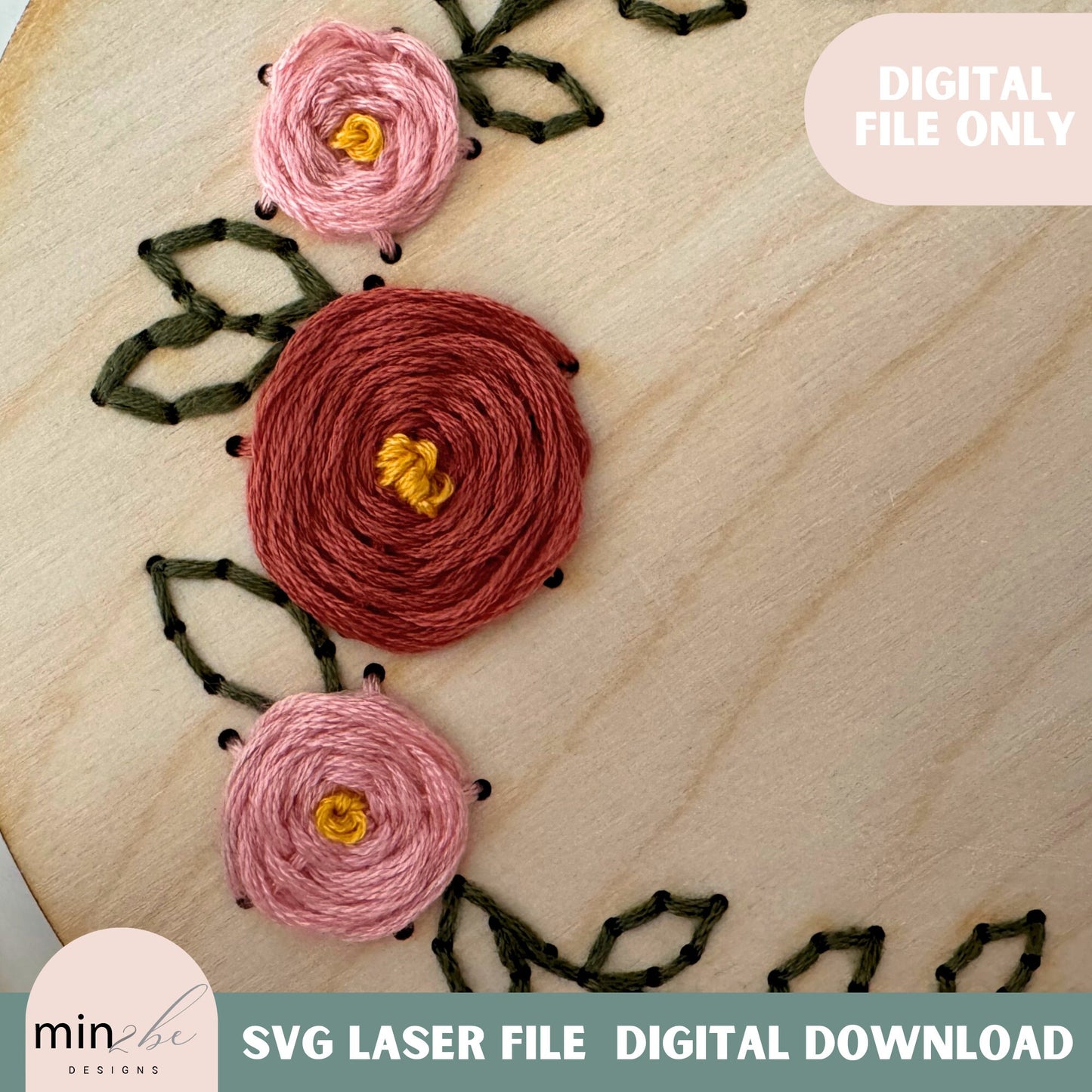 Wood embroidery template digital svg file, laser ready embroidery cut design hand stitch design kit project, embroidery design for laser