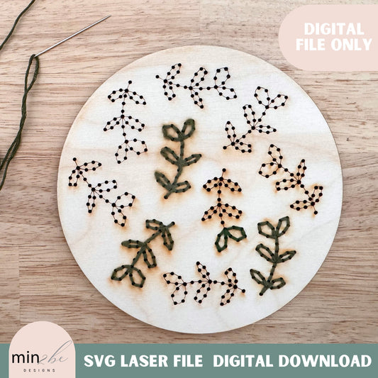 Embroidery leaf pattern svg
