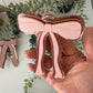 fancy elegant bow coquette laser cut digital design, long ribbon bow, modern bow ornament svg file, very cutesy demure trending bow 2024