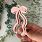 feminine bow coquette laser cut digital design, long dainty ribbon bow, modern bow ornament svg file, very cutesy demure trending bow 2024