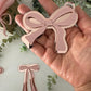 bow coquette laser cut digital design, long ribbon digital bow design, modern bow ornament svg file, very cutesy demure trending bow 2024