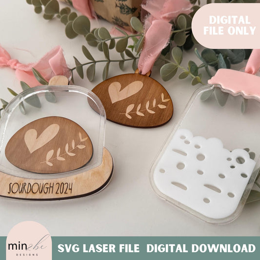 Sourdough ornament bundle digital template svg for laser cutting, sourdough starter bread platter, laser ready files