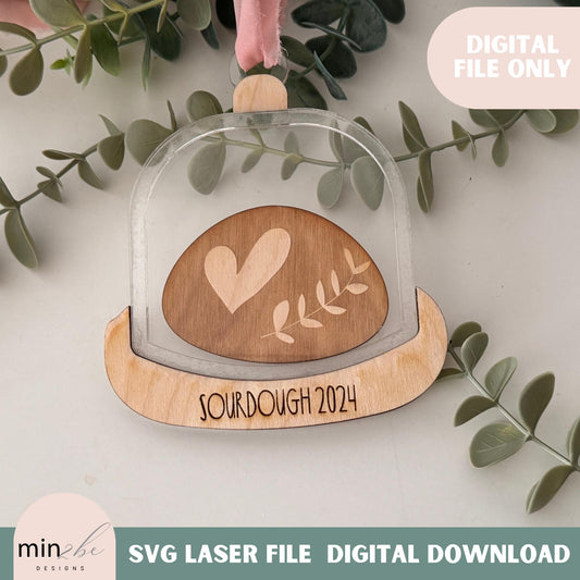 Sourdough ornament digital template svg for laser cutting, sourdough starter ornament