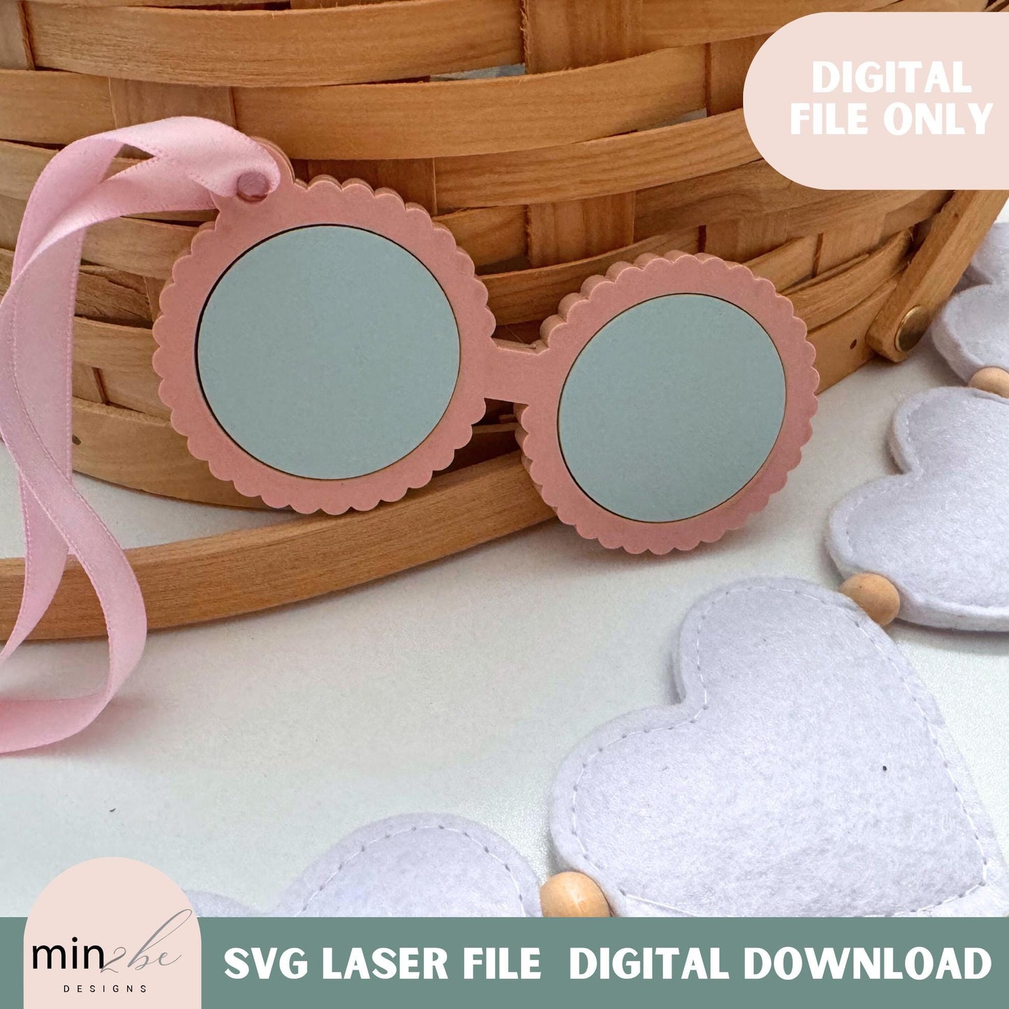 Valentines Scalloped Glasses Gift Tag SVG