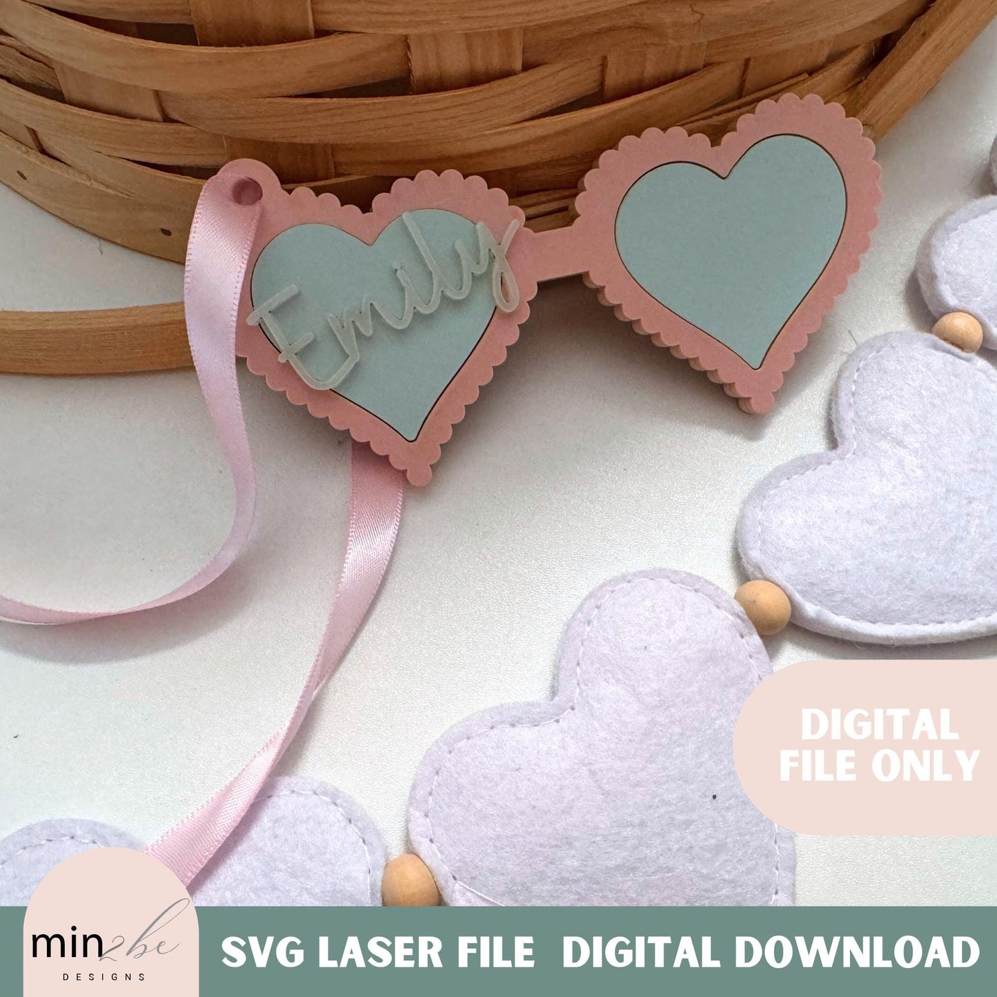 Valentines Day Heart Glasses Gift Tag SVG