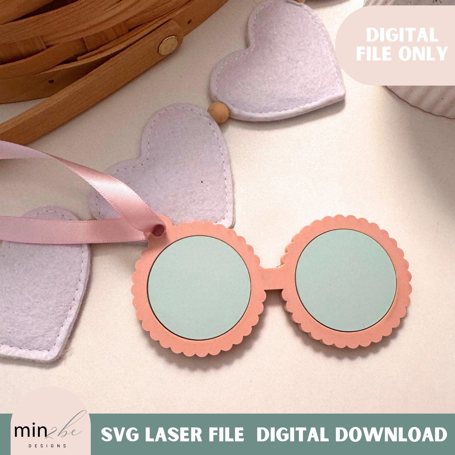 Valentines Scalloped Glasses Gift Tag SVG