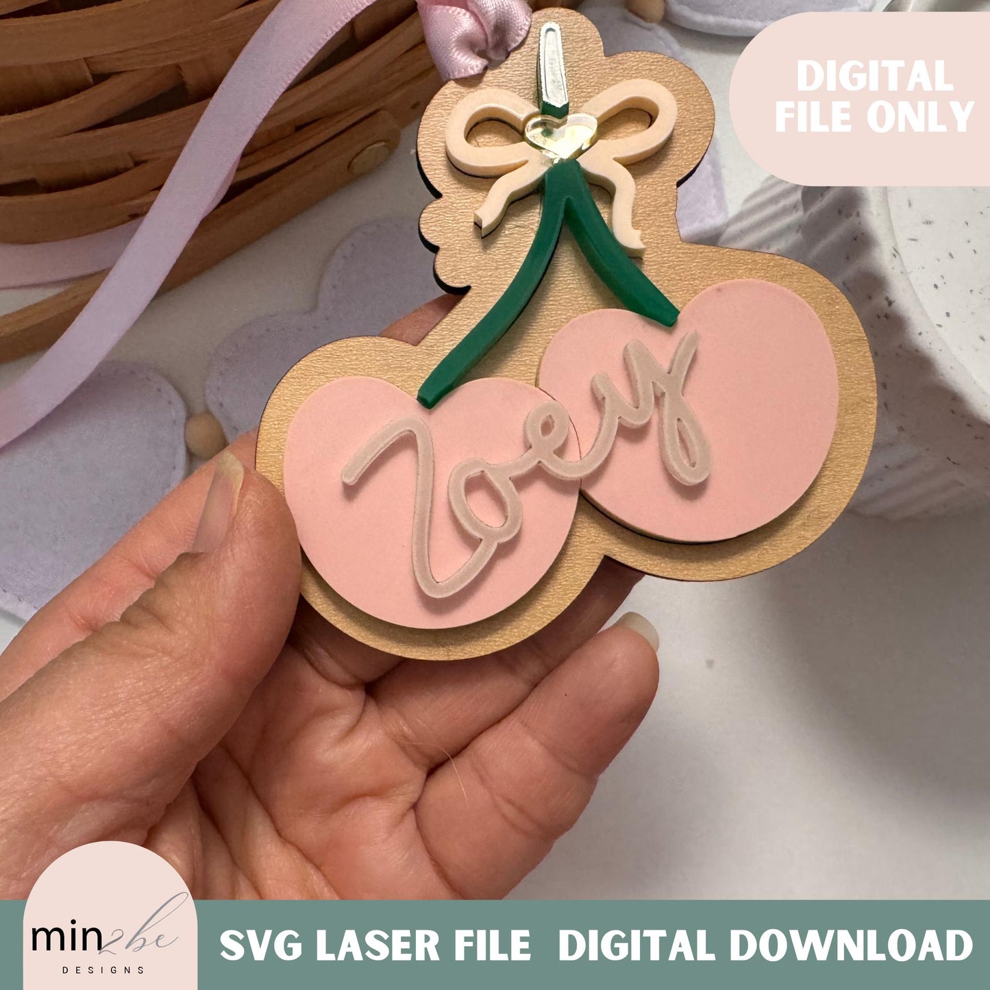 Valentine's Day Cherries Gift Tag SVG