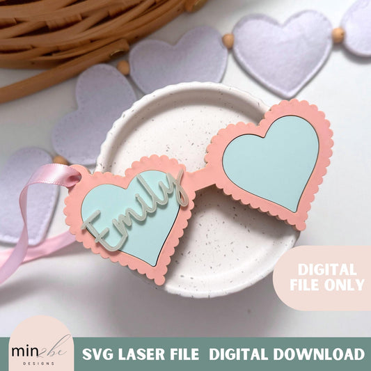Valentines Day Heart Glasses Gift Tag SVG