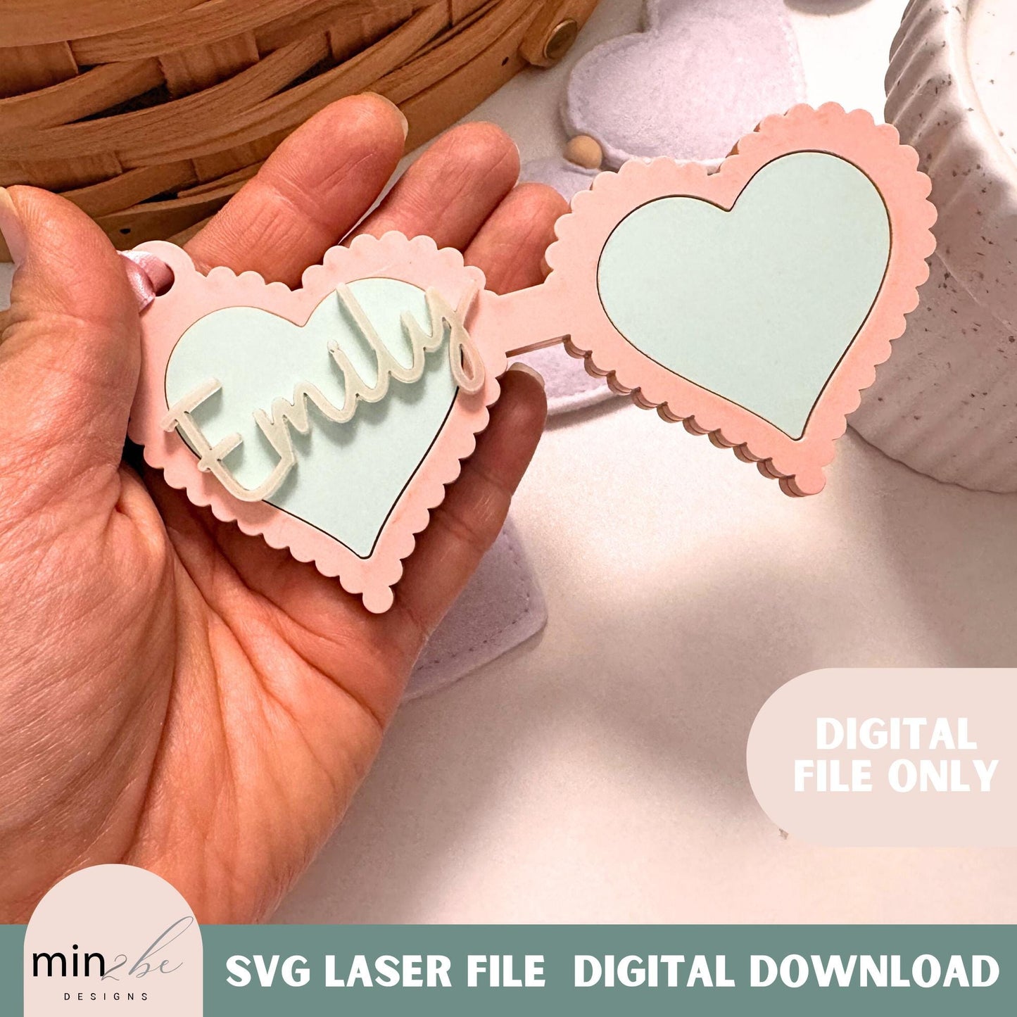 Valentines Day Heart Glasses Gift Tag SVG