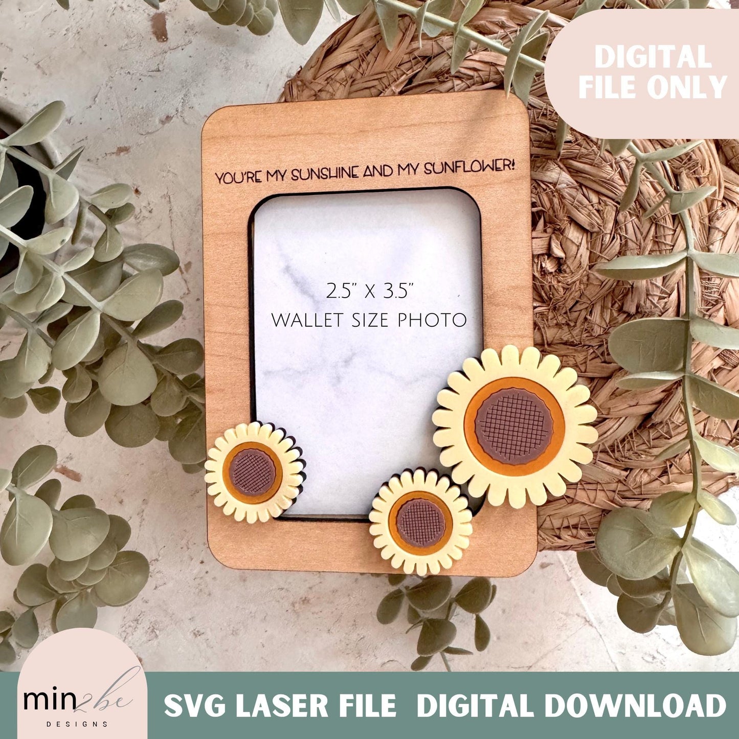 Mother’s Day Photo Frame SVG, Wallet Size Picture Frame, Fridge Magnet Laser Cut File, Glowforge score & Cut Design, Modern Photo Frame