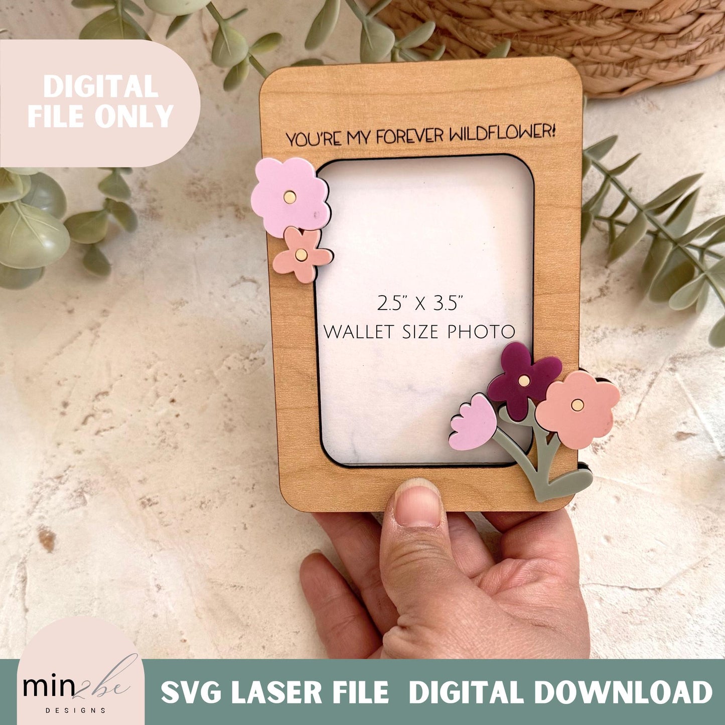 Mother’s Day Photo Frame SVG, Wallet Size Picture Frame, Fridge Magnet Laser Cut File, Glowforge score & Cut Design, Modern Photo Frame