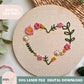 Wood Embroidery heart floral digital template for laser, Modern hand embroidery SVG file, Laser cut design, hand sewn floral design
