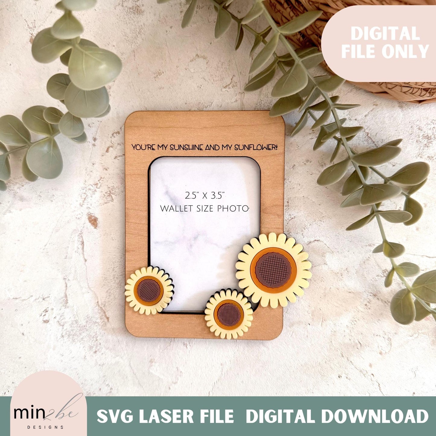 Mother’s Day Photo Frame SVG, Wallet Size Picture Frame, Fridge Magnet Laser Cut File, Glowforge score & Cut Design, Modern Photo Frame