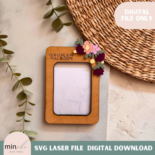 Mother’s Day Photo Frame SVG, Wallet Size Picture Frame, Fridge Magnet Laser Cut File, Glowforge Engrave & Cut Design, Modern Photo Frame