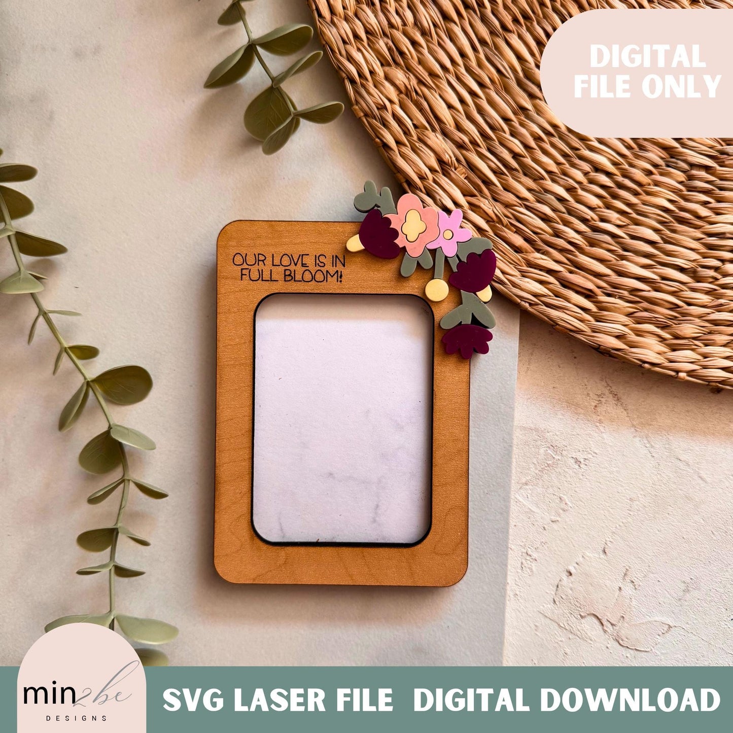 Mother’s Day Photo Frame SVG, Wallet Size Picture Frame, Fridge Magnet Laser Cut File, Glowforge Engrave & Cut Design, Modern Photo Frame