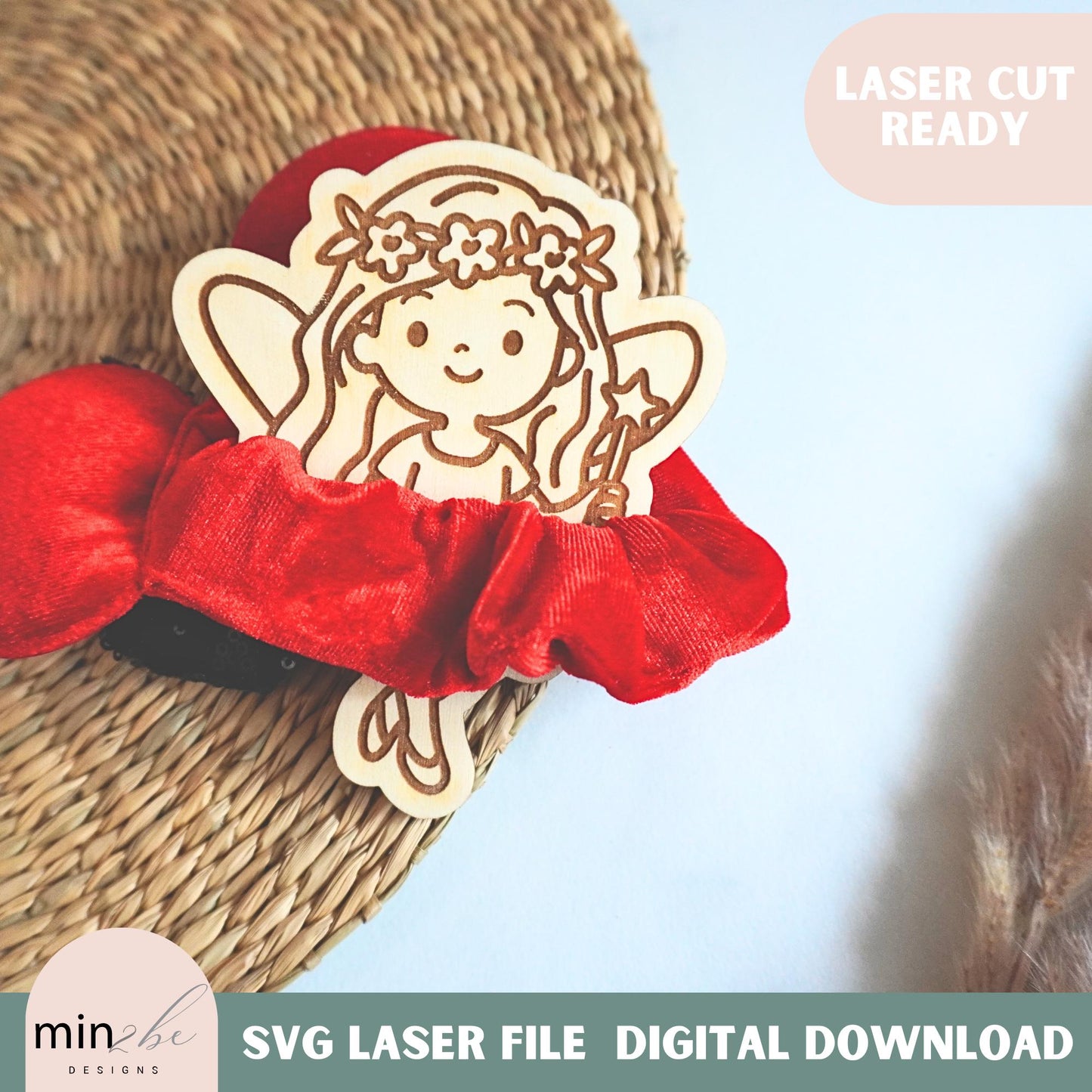 Fairy Scrunchie Holder SVG, Dance Girl Laser Cut File, Whimsical Fairy Design, gift tag Glowforge Ready Digital file for Laser Artists