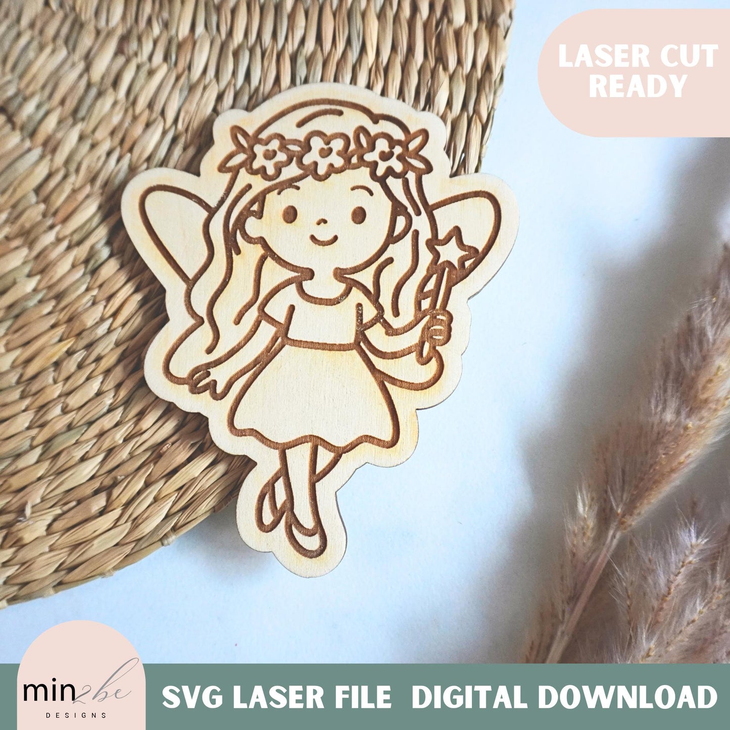 Fairy Scrunchie Holder SVG, Dance Girl Laser Cut File, Whimsical Fairy Design, gift tag Glowforge Ready Digital file for Laser Artists