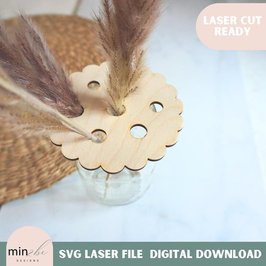 Mason Jar Flower Frog SVG, Laser Cut Jar Topper Template, Floral Arrangement Insert, Glowforge Ready File, Mothers Day flower jar