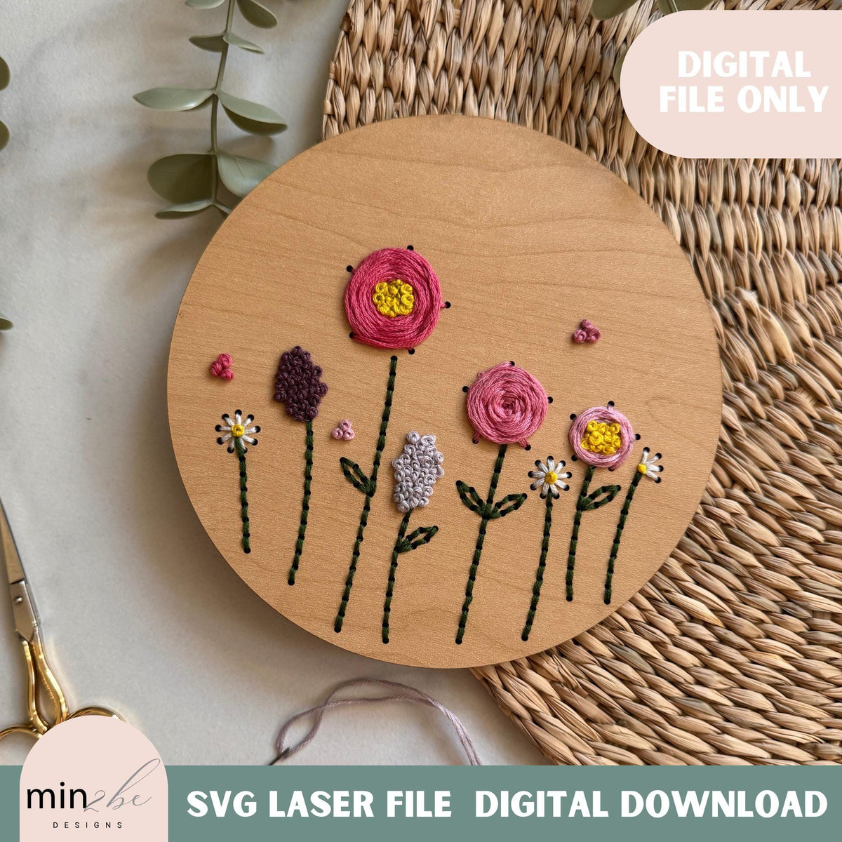 Embroidery floral portrait SVG – Min2Be