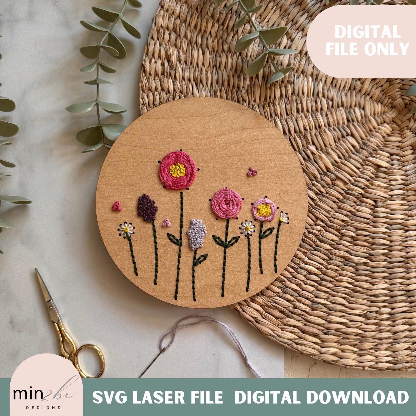 Embroidery floral portrait SVG