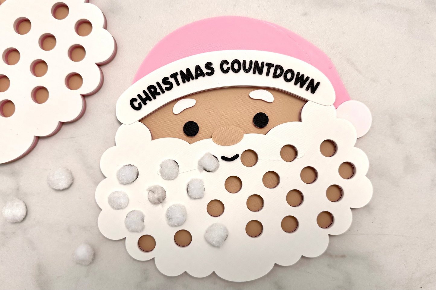 christmas countdown using pompoms. 3d design.