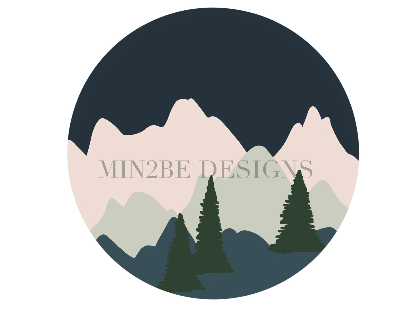 Mountains and pine trees SVG
